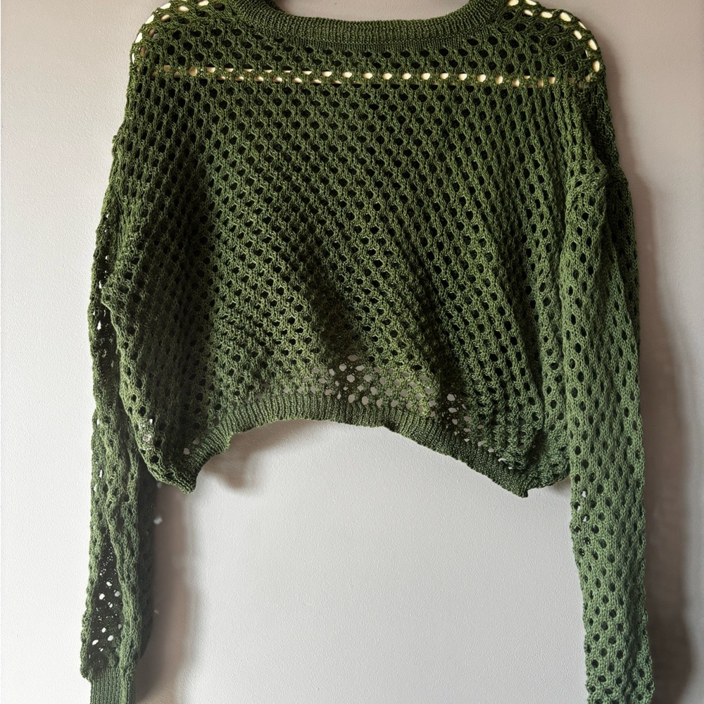 Green Knit Women's Sweater - Picture 2 of 3